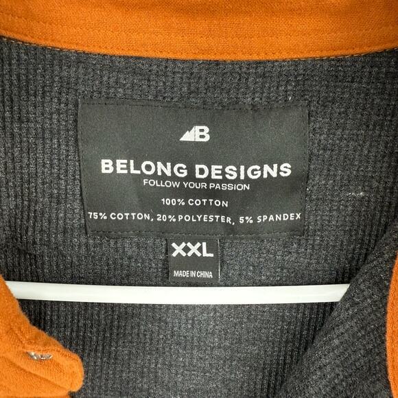 Belong Designs Thermal Lined Snap Down Shirt Mens XXL Rust Brown Orange - Picture 6 of 8
